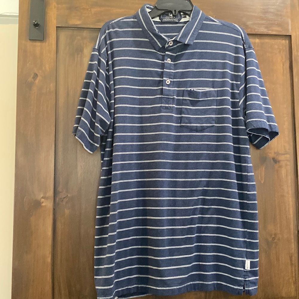E781 Coast Denim Color Striped Polo Men’s Sz XL EUC